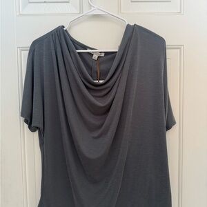 Green Envelope Charcoal Draped Blouse